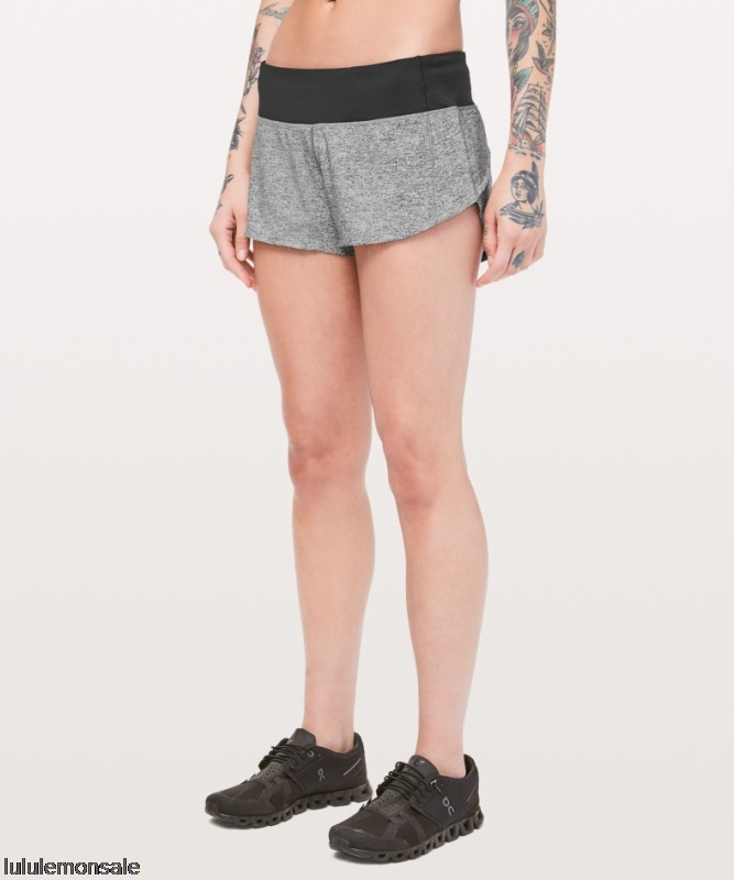 Lululemon Damen DELULU356 | Heather Lux Multi Black Speed ​​Up Low Rise Lined Short 25